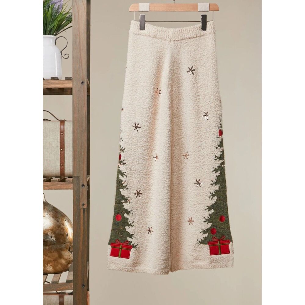 Christmas Tree Sweater Pants in Ivory NWOT